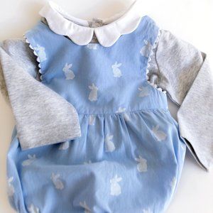 [12m] Jacadi Bunny Print Romper NWOT